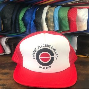 Vintage 80s Streetwear Cereske Electric Cable Co. Oakland CA Trucker Hat